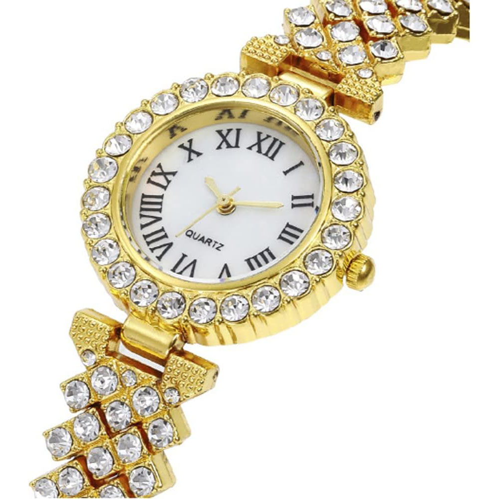 Sophisticated Crystal Bangle Analog Quartz Wristwatch with Elegant Design