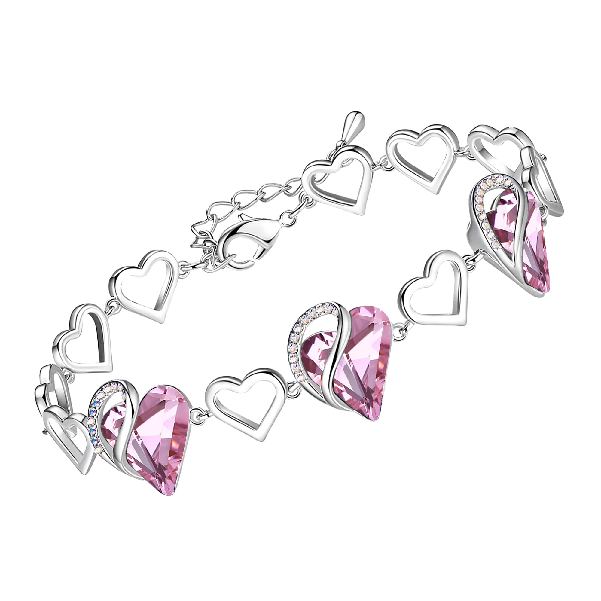 Women's Heart Birthstone Bracelet Ideal Gift for the Special Woman in Your Life