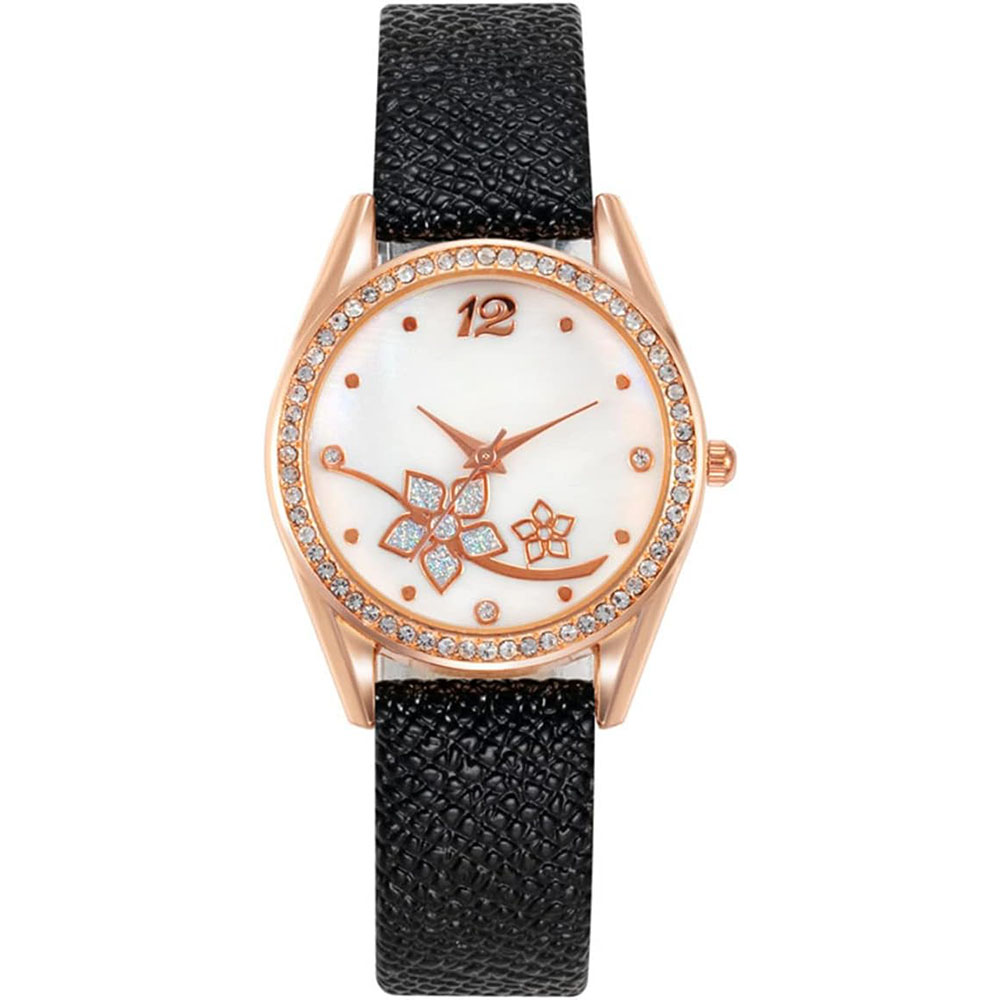 Bling Rhinestone PU Leather Strap Watch – Perfect Mother's Day Gift for Women
