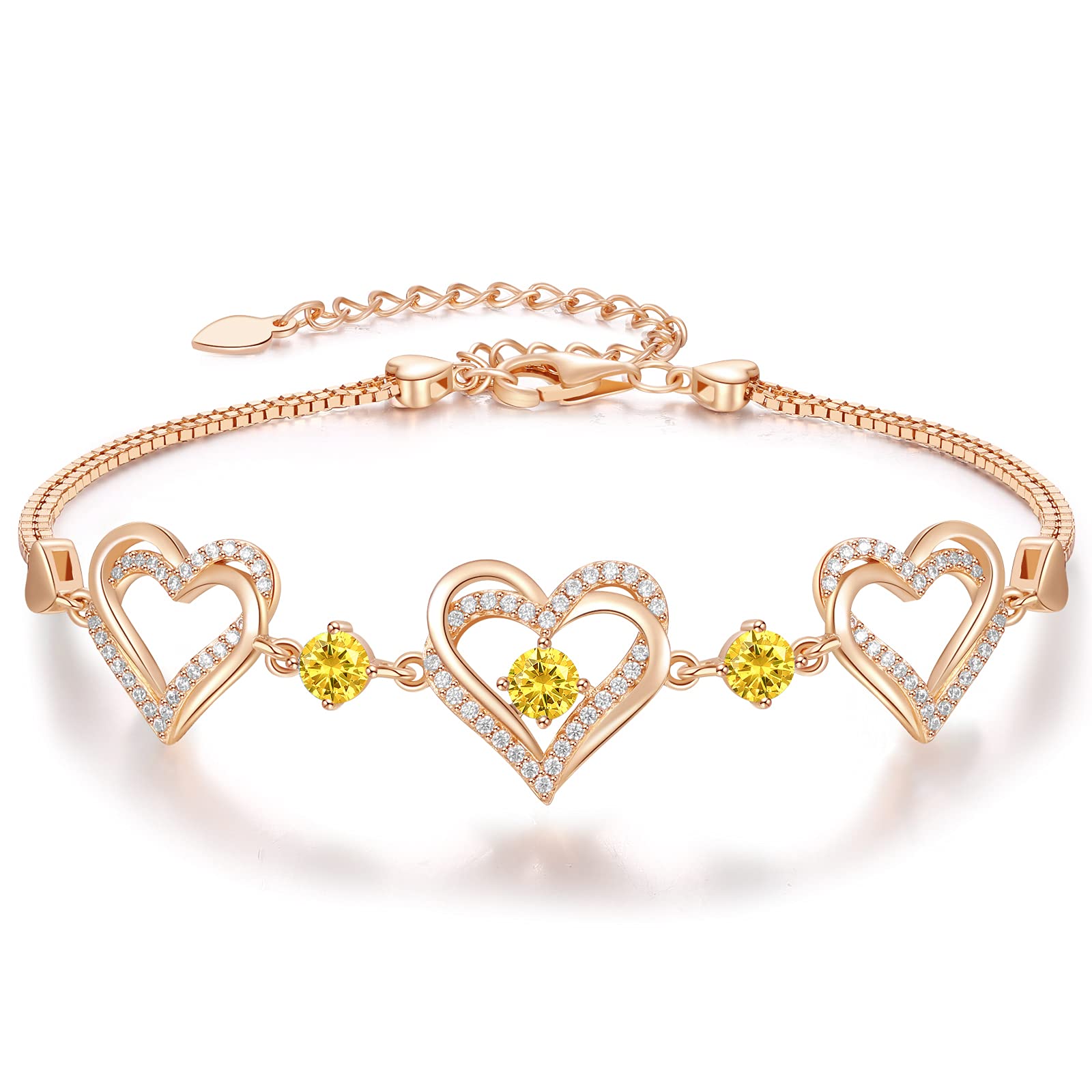 Customizable Birthstone Bracelet with Adjustable Center Buckle. For Mom, Wife, Daughter